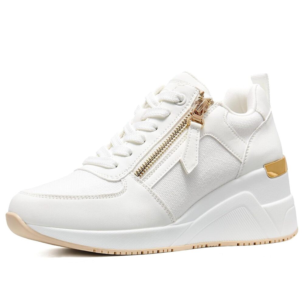 High Heel Wedge Sneakers for Women Dressy Platform Hidden Wedge Tennis